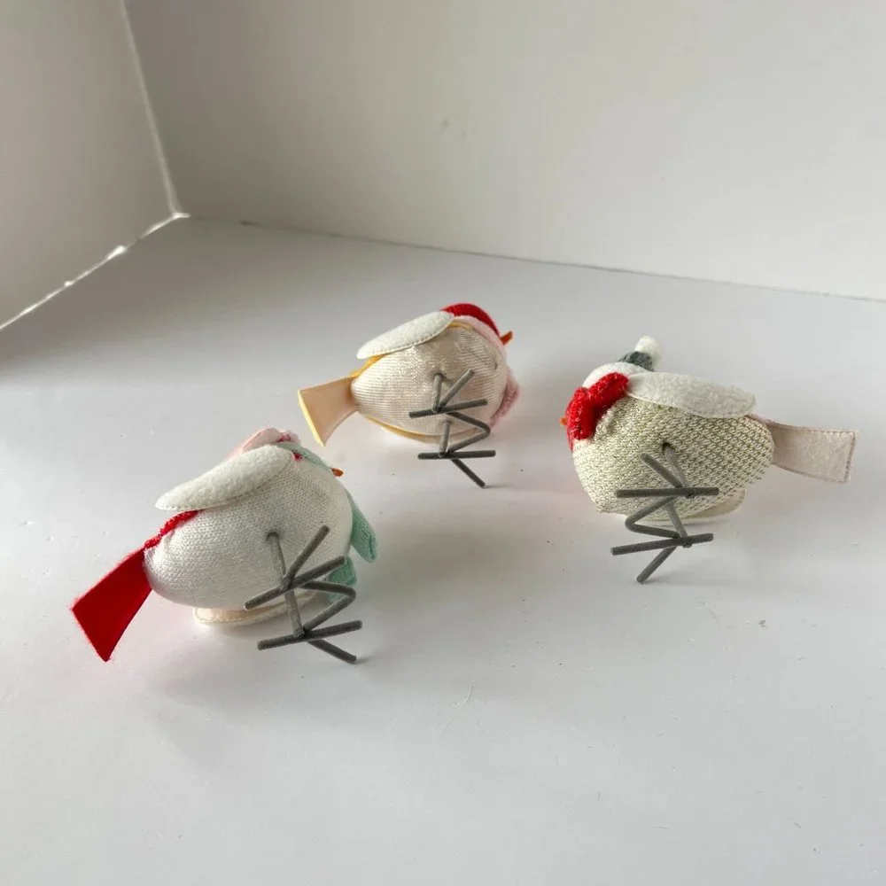 Target Wondershop 2021 Featherly Friends Birds Fabric‎ Christmas Figurines 3pcs - Picture 3 of 5